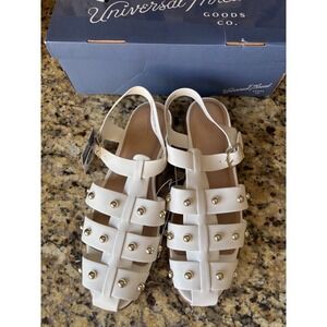 Universal Thread Winnie Gladiator Sandals Size 12 Off White Studded Caged Flat